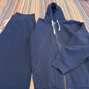 Polo by Ralph Lauren Men's 2 piece Fleece Hooded Sweatsuit Size 3XLT Navy Blue